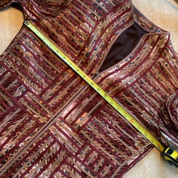 OBSTINEE by IKA blazer, maroon ribbon, tan/brown iridescent fabric, zips. M EUC - Picture 14 of 17